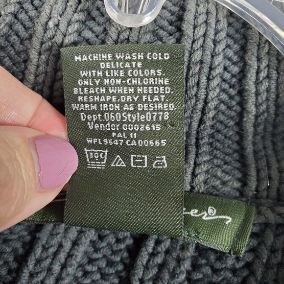 Eddie Bauer Cable Knit Cardigan Fishermans Sweater Long Sleeve Buttons Green XS - Picture 10 of 10